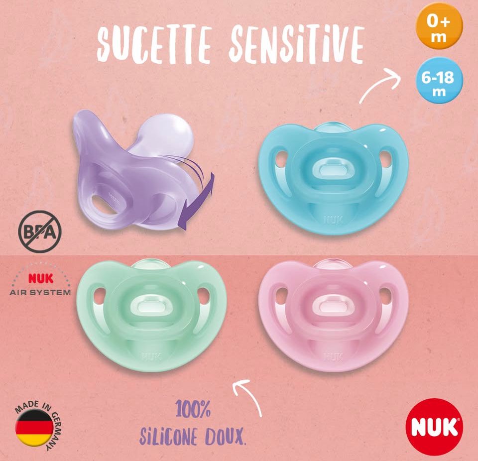 NUK SUCETTE SENSITIVE AVEC BOITE 6-18M
