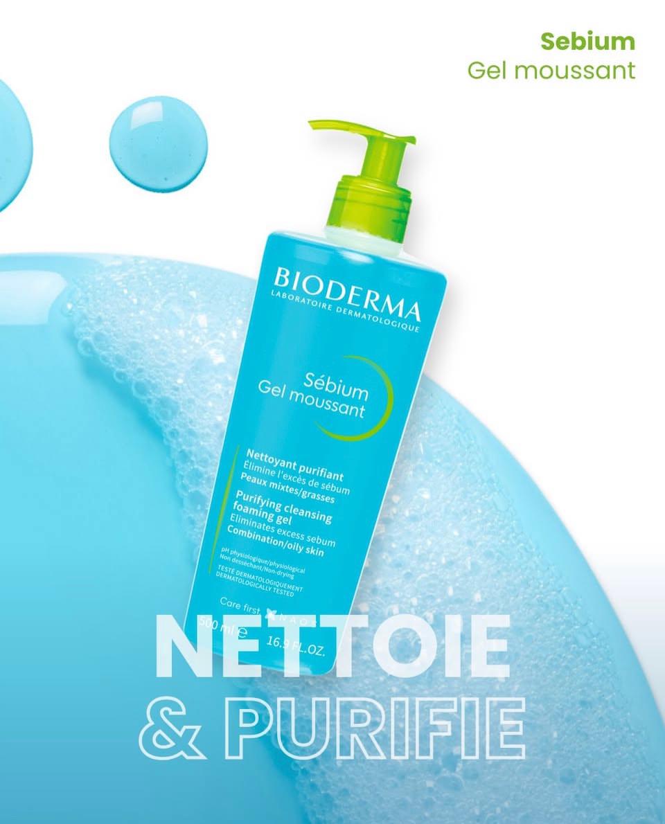 BIODERMA SEBIUM GEL MOUSSANT PURIFIANT POMPE 500ML