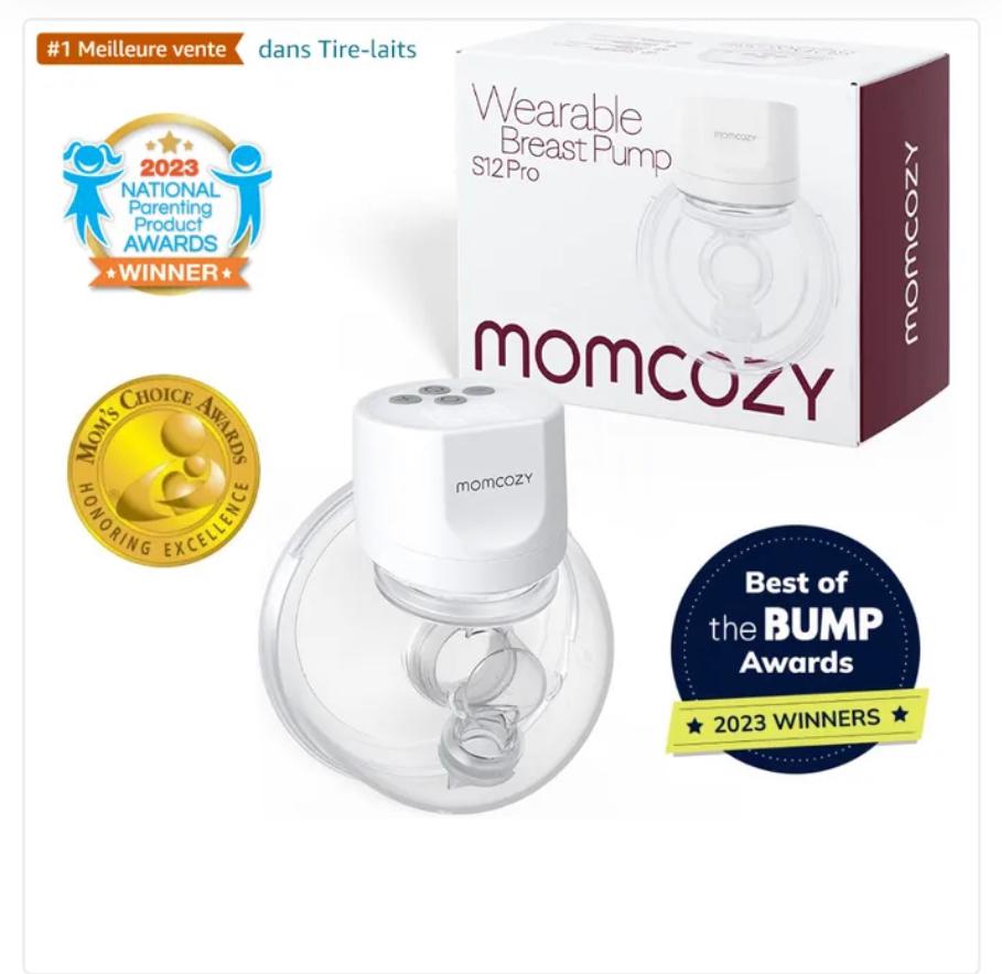 Momcozy S12 Pro – Tire-Lait Main Libre avec Inserts 24/21/19/17 mm