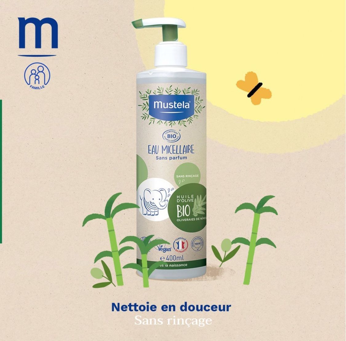 MUSTELA BIO EAU MICELLAIRE SANS RINCAGE 400ML