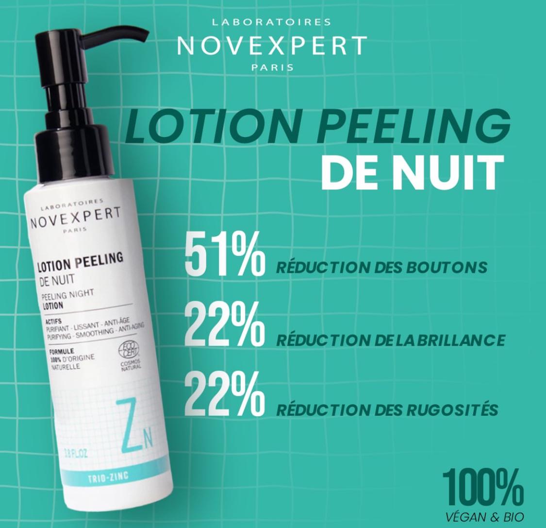 NOVEXPERT LOTION PEELING NUIT TRIO ZINC 115ML