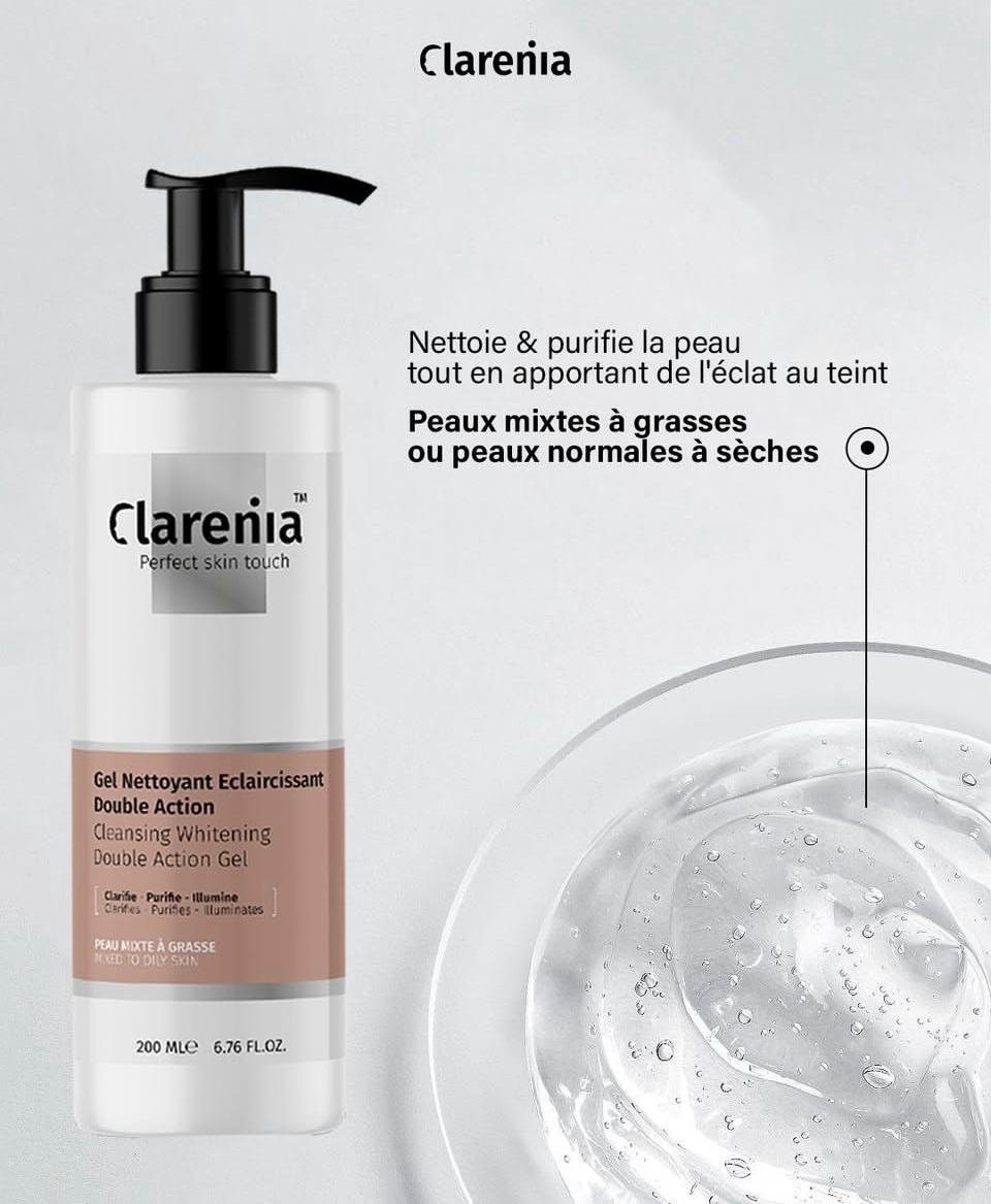 CLARENIA GEL NETTOYANT ECLAIRCISSANT DOUBLE ACTION PMG 200ML
