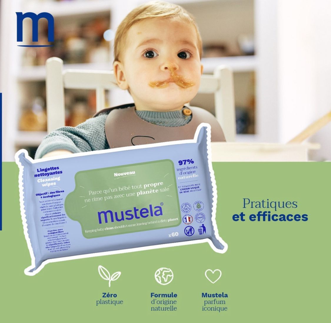 MUSTELA LINGETTES NETTOYANTES A L'AVOCAT BIO *60 LINGETTES