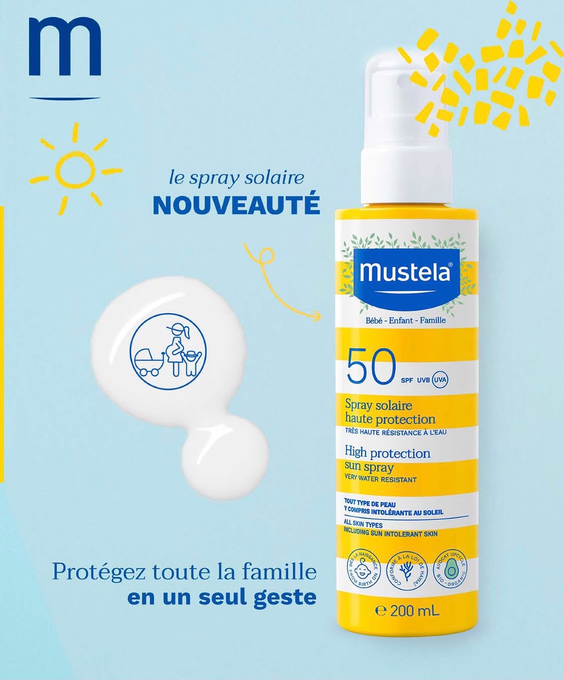 MUSTELA SPRAY SOLAIRE HAUTE PROTECTION SPF50 200ML