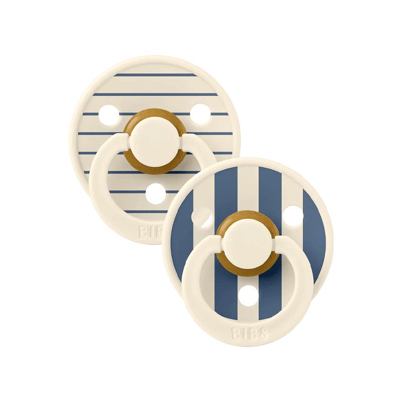 BIBS 02 SUCETTES NATURAL RUBBER IVORY STEEL BLUE MIX